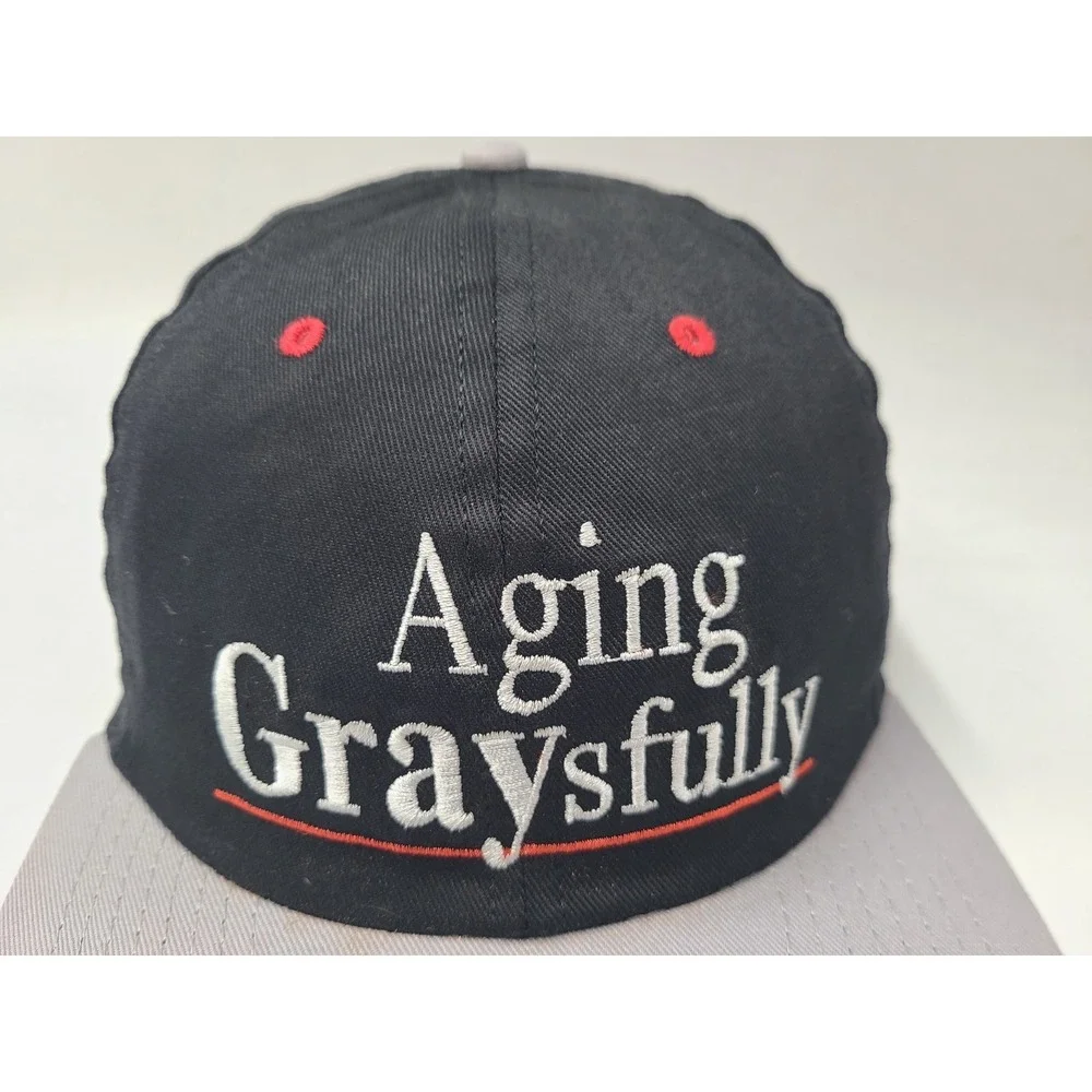 Vintage Aging Graysfully Snapback Hat Cap Funny‎ Humor Joke Men Women Black Gray